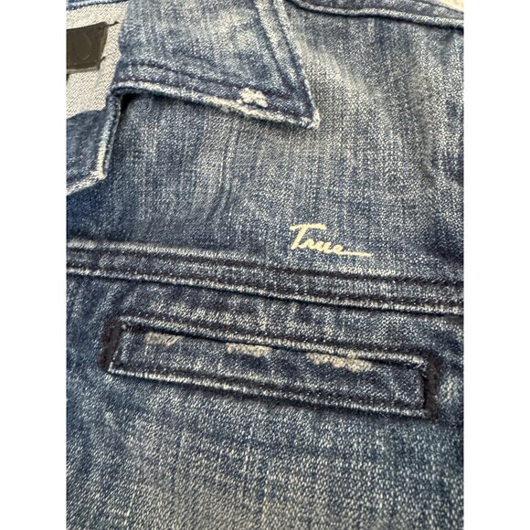 NWOT True Religion Womens S/P Denim Jacket Made-USA Button-Up Faded Blue Casual - Picture 4 of 12